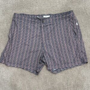 Onia Navy and Pink Optic Wave Pattern Calder Shorts